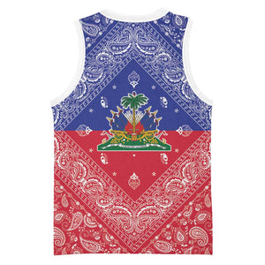 Afro Haiti Paisley Basketball Jersey Haitian Flag Bandana Style - African Pride