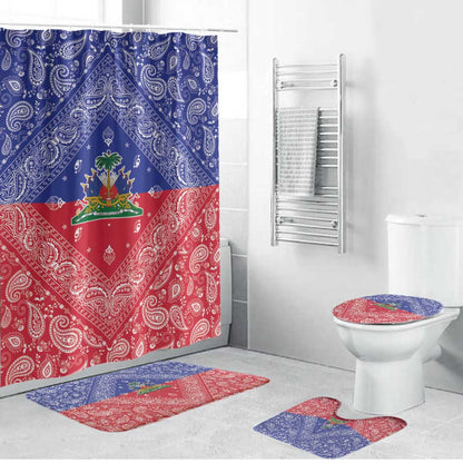 Afro Haiti Paisley Bathroom Set Haitian Flag Bandana Style