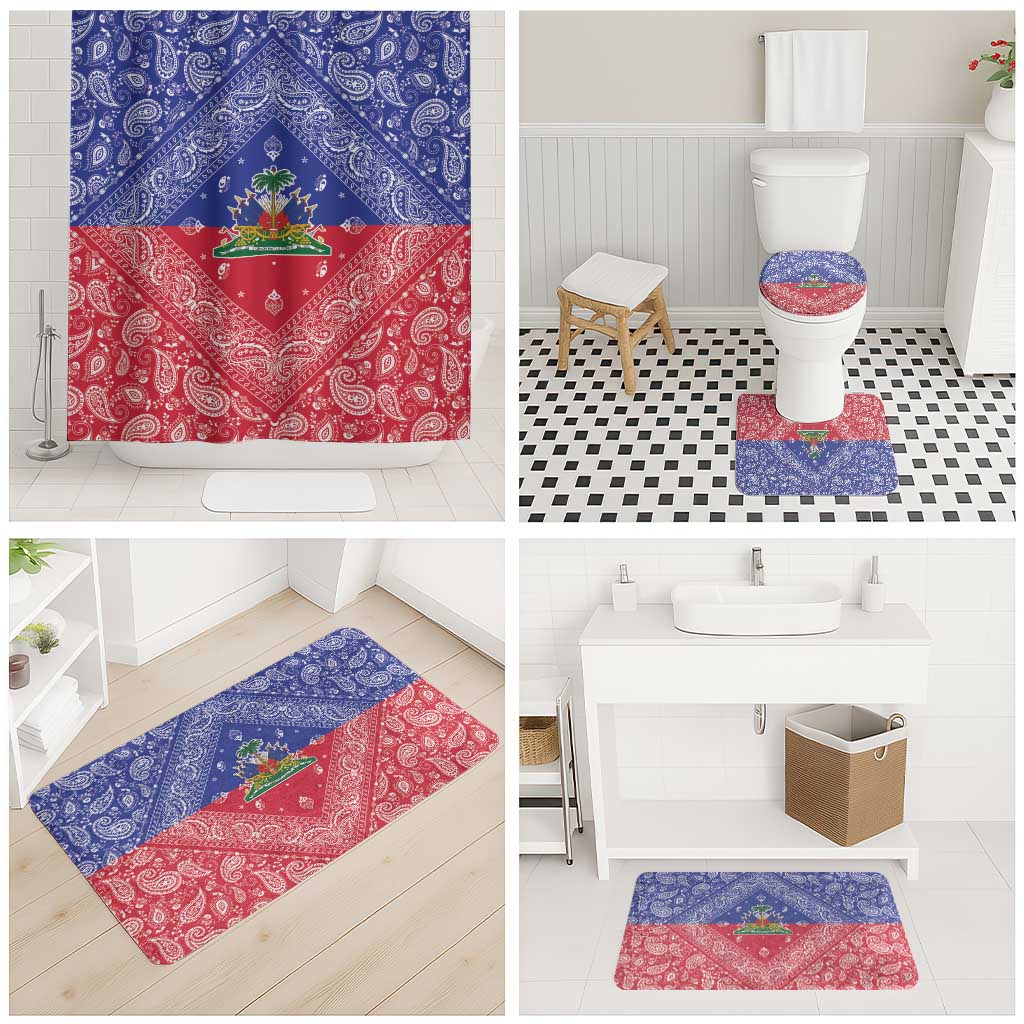 Afro Haiti Paisley Bathroom Set Haitian Flag Bandana Style