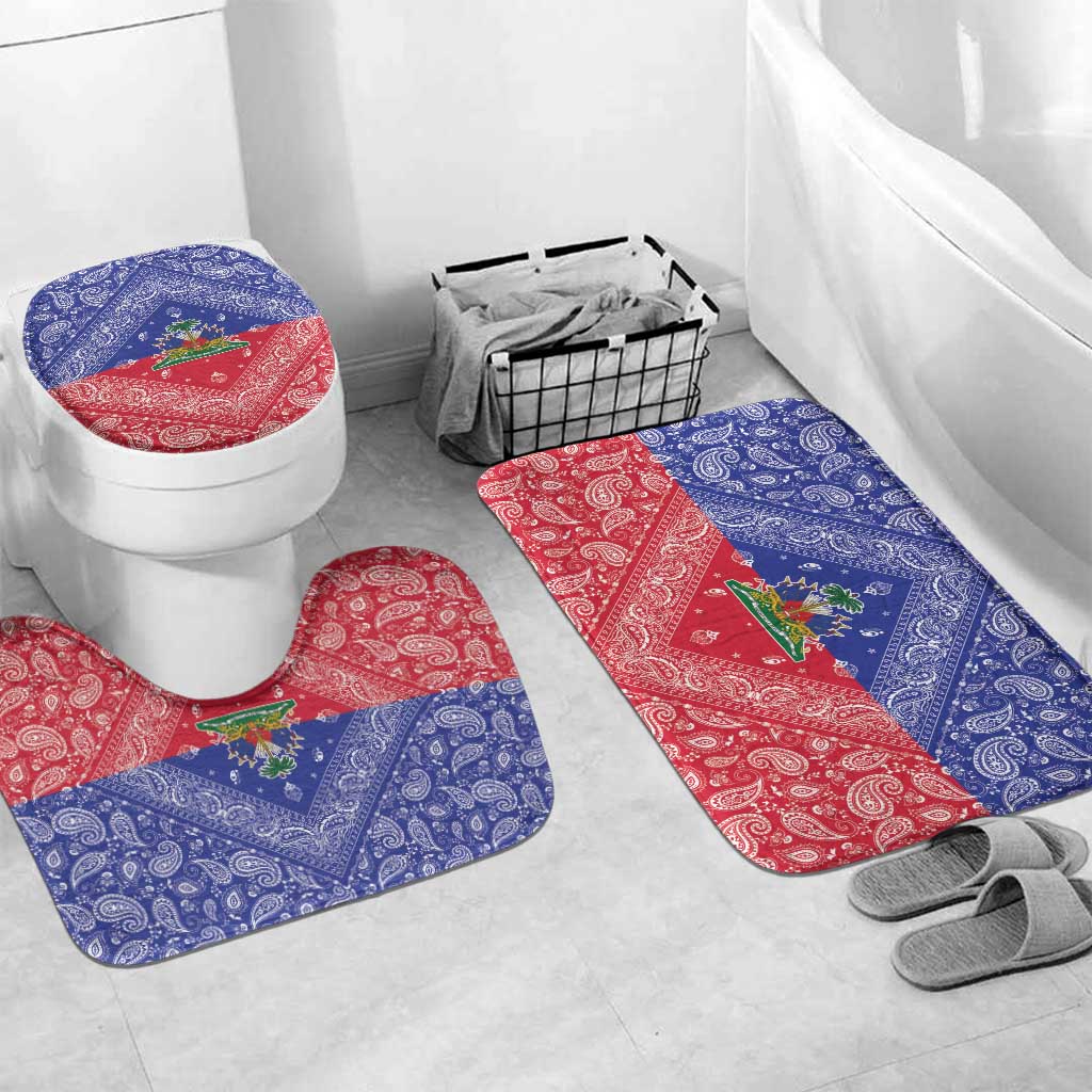 Afro Haiti Paisley Bathroom Set Haitian Flag Bandana Style