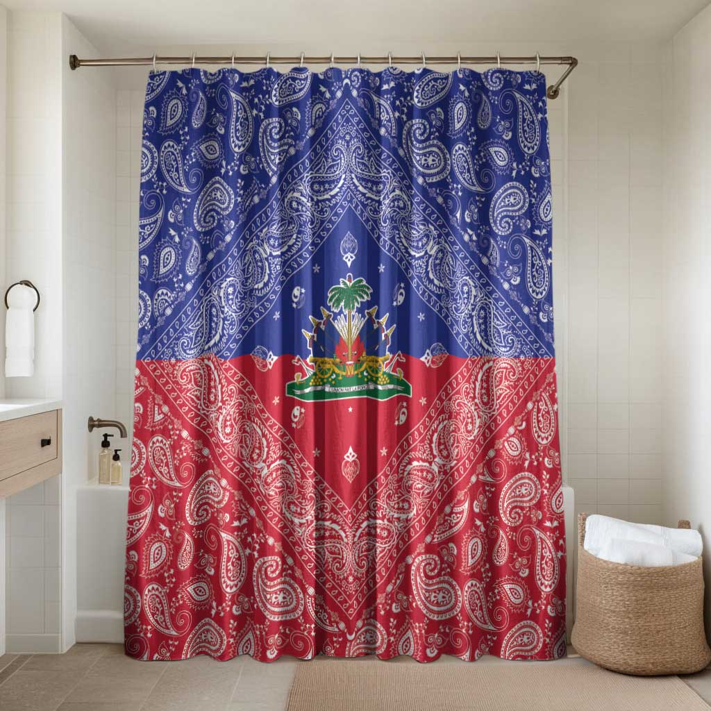 Afro Haiti Paisley Bathroom Set Haitian Flag Bandana Style