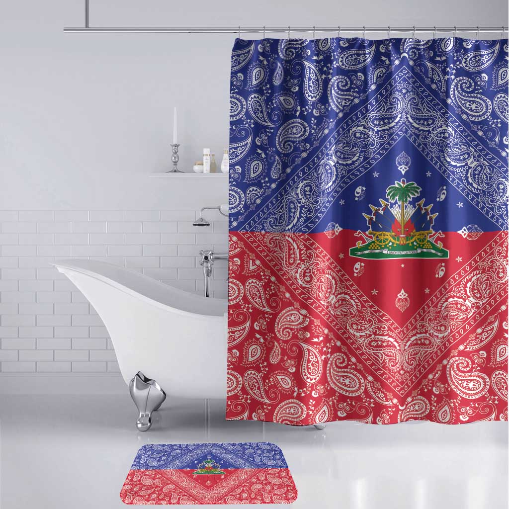 Afro Haiti Paisley Bathroom Set Haitian Flag Bandana Style