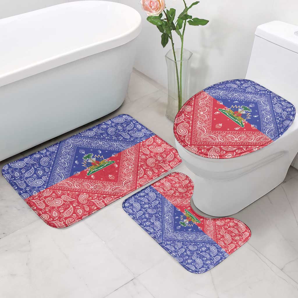 Afro Haiti Paisley Bathroom Set Haitian Flag Bandana Style