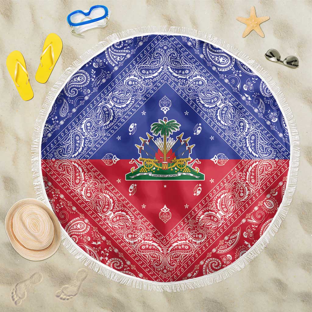 Afro Haiti Paisley Beach Blanket Haitian Flag Bandana Style - African Pride