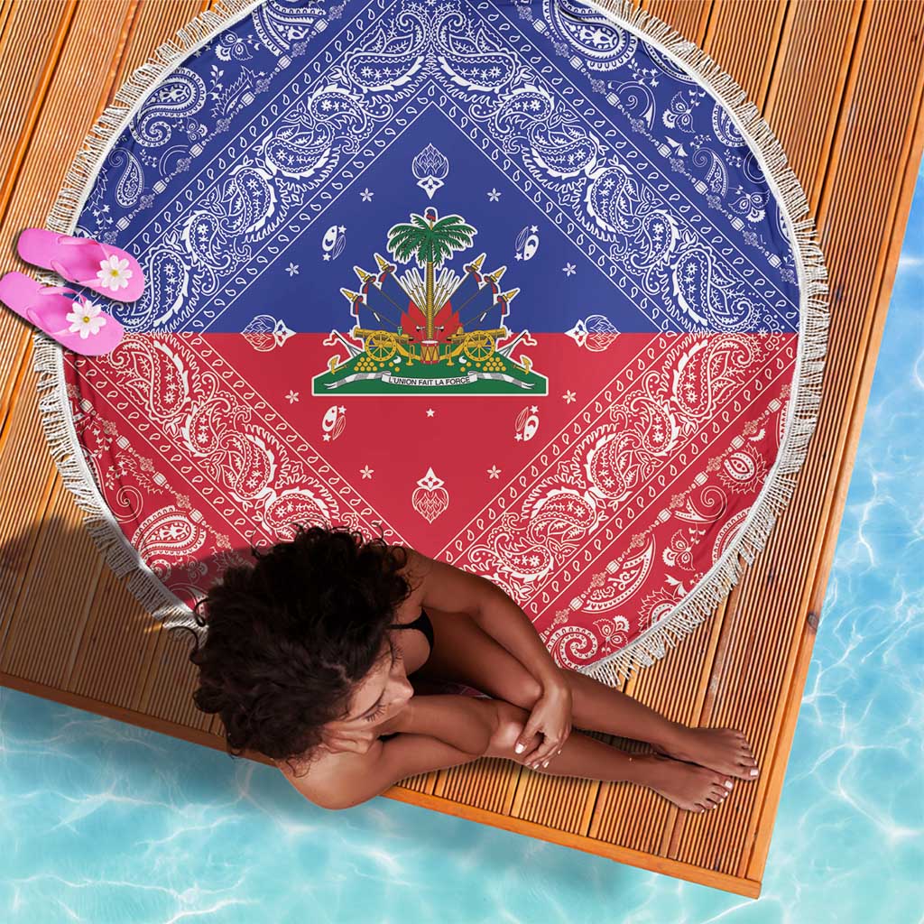 Afro Haiti Paisley Beach Blanket Haitian Flag Bandana Style - African Pride