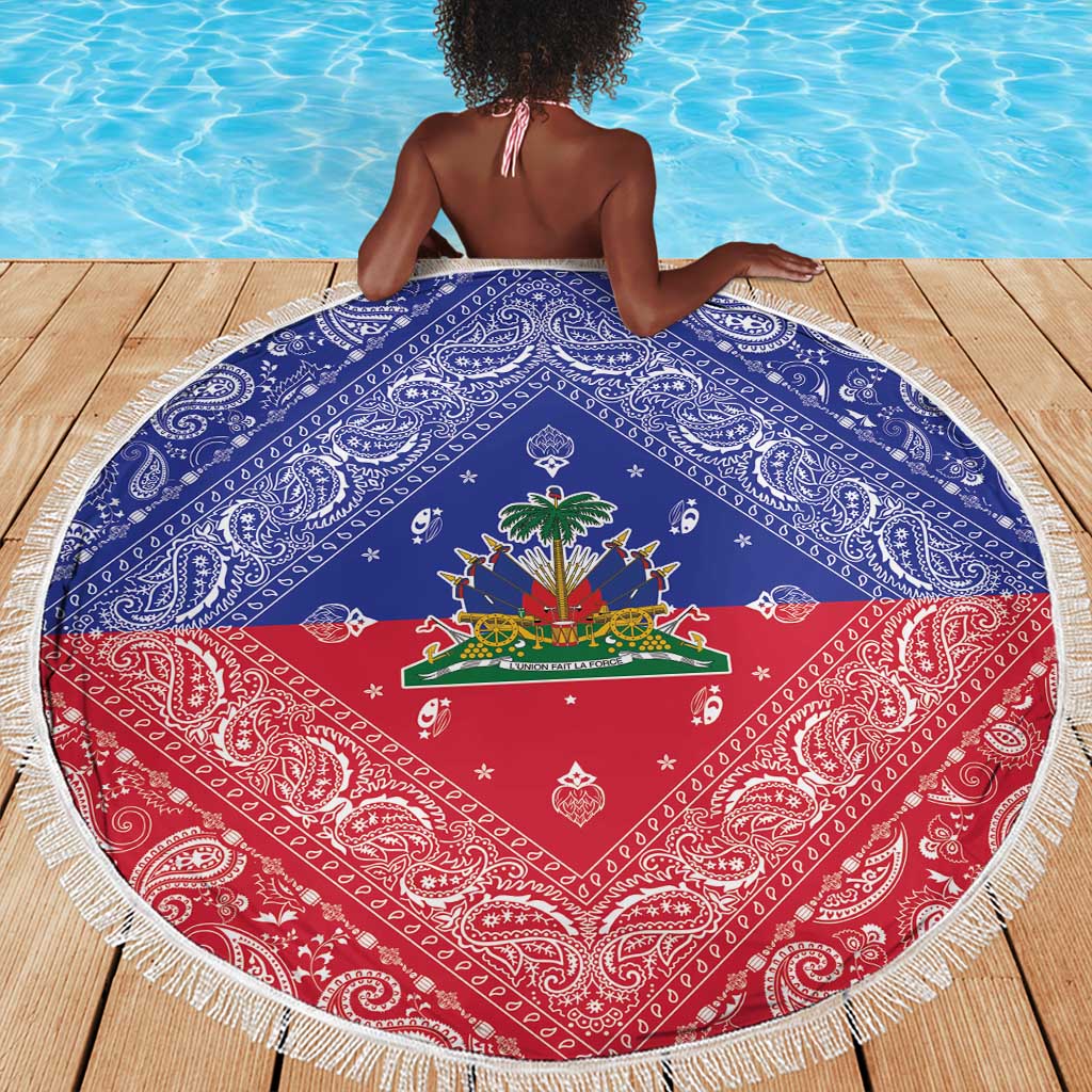 Afro Haiti Paisley Beach Blanket Haitian Flag Bandana Style - African Pride
