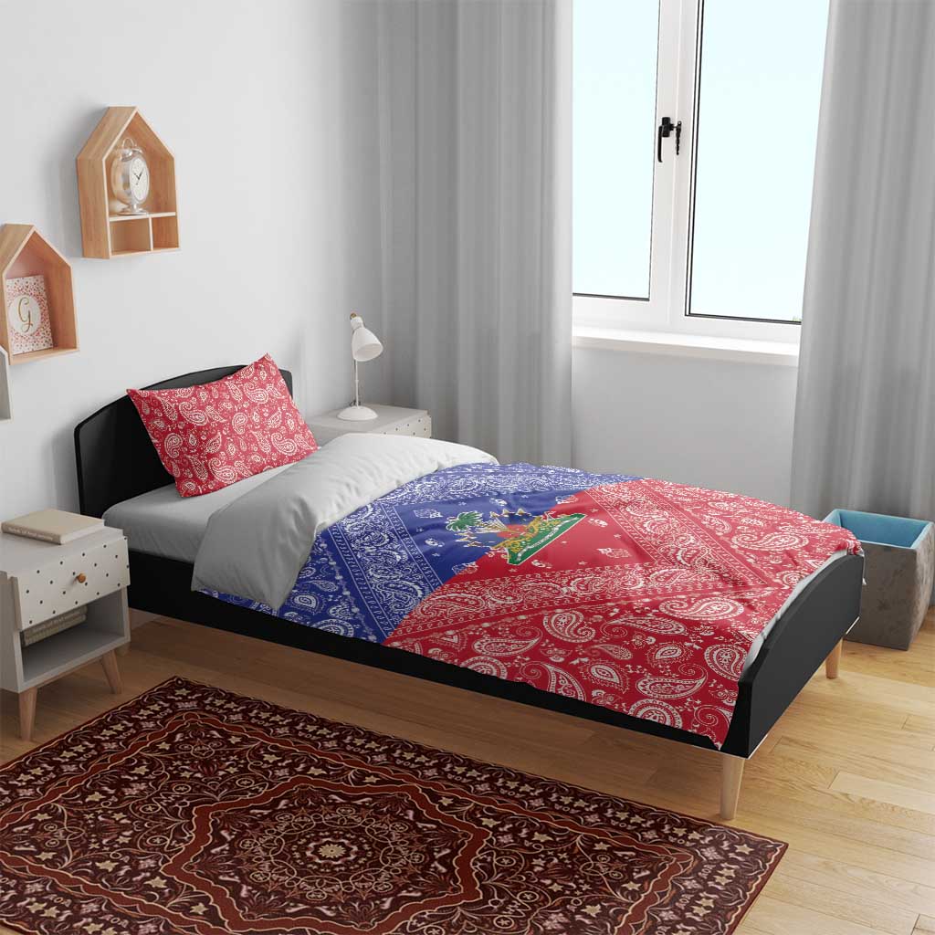 Afro Haiti Paisley Bedding Set Haitian Flag Bandana Style - African Pride