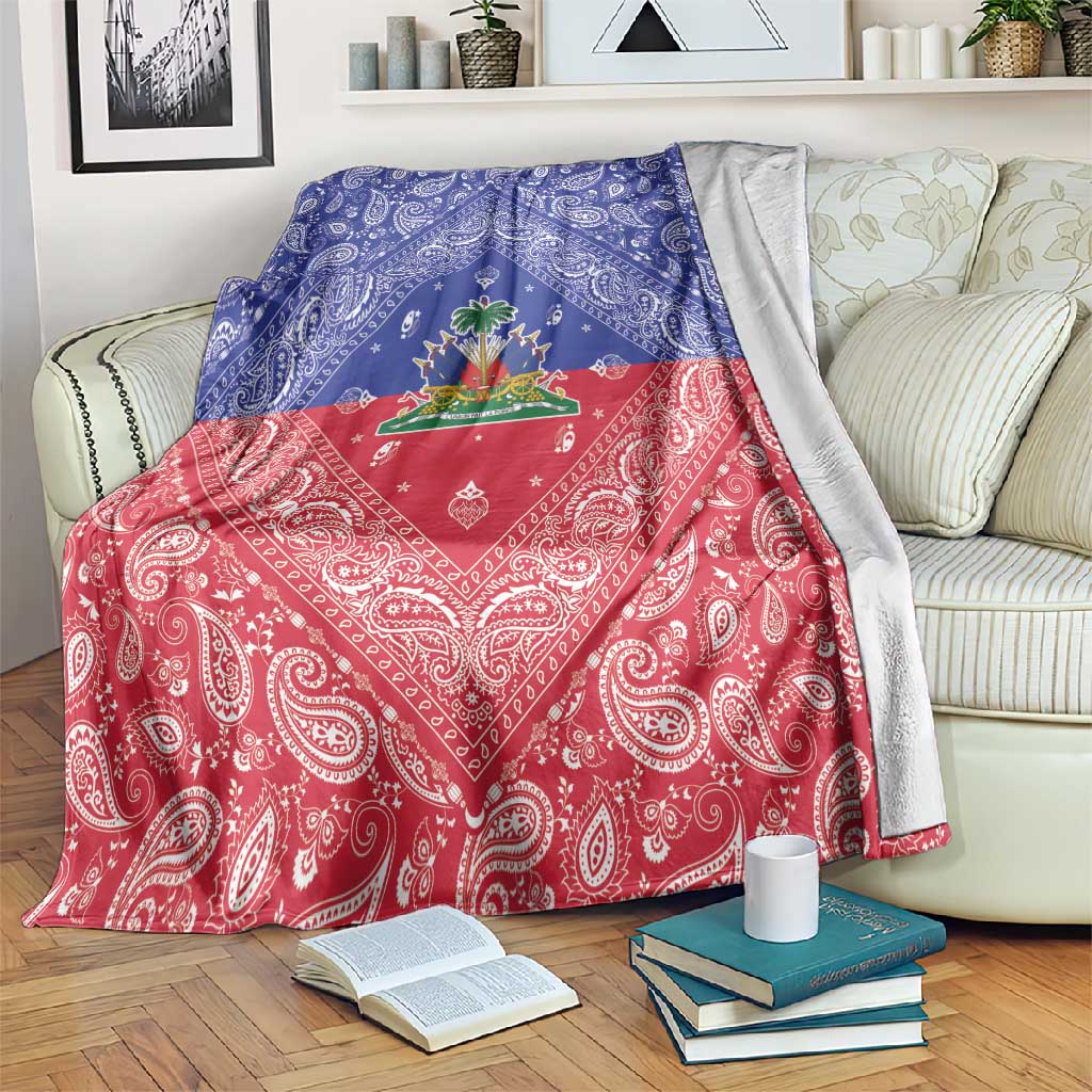 Afro Haiti Paisley Blanket Haitian Flag Bandana Style - African Pride
