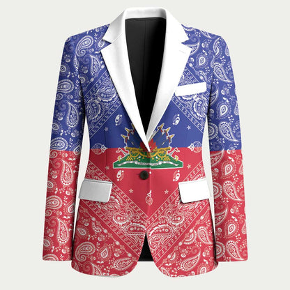 Afro Haiti Paisley Blazer Haitian Flag Bandana Style