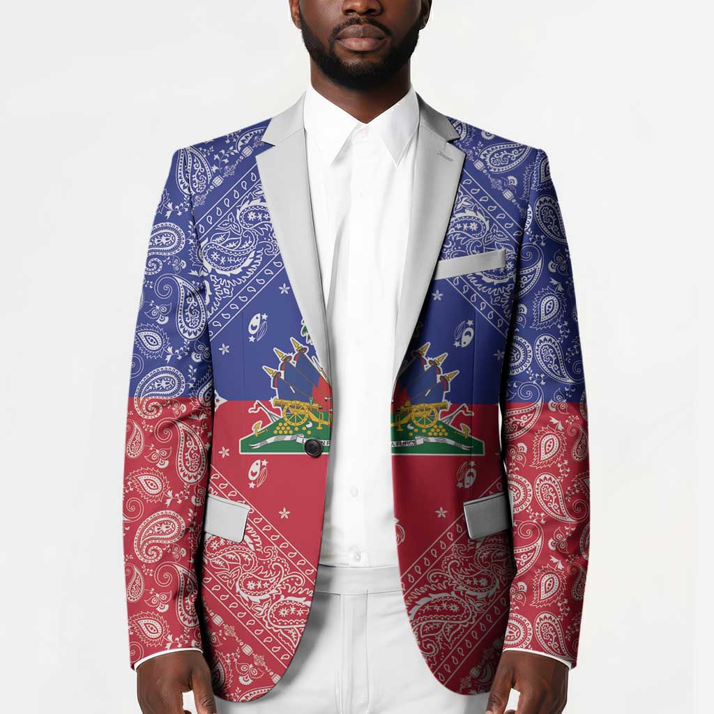 Afro Haiti Paisley Blazer Haitian Flag Bandana Style