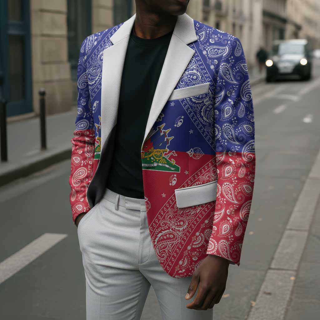 Afro Haiti Paisley Blazer Haitian Flag Bandana Style