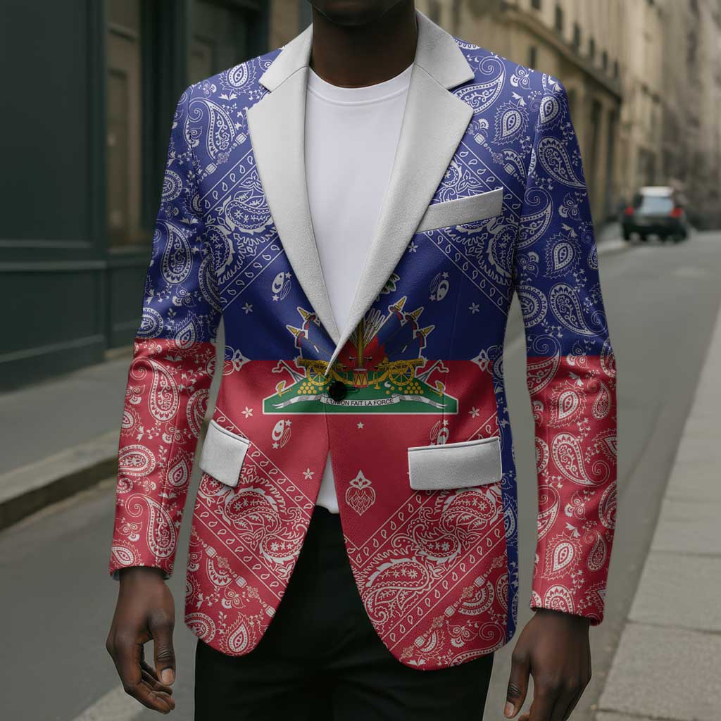 Afro Haiti Paisley Blazer Haitian Flag Bandana Style