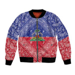 Afro Haiti Paisley Bomber Jacket Haitian Flag Bandana Style - African Pride