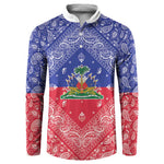 Afro Haiti Paisley Button Sweatshirt Haitian Flag Bandana Style