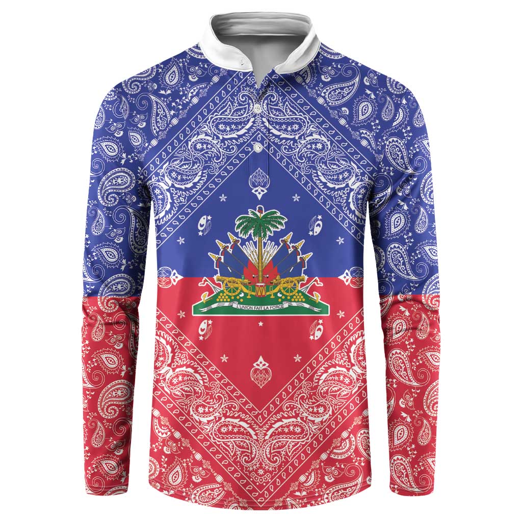 Afro Haiti Paisley Button Sweatshirt Haitian Flag Bandana Style