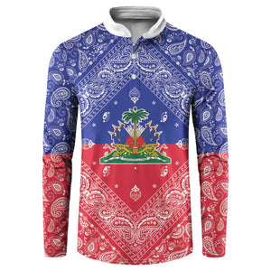 Afro Haiti Paisley Button Sweatshirt Haitian Flag Bandana Style