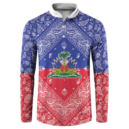 Afro Haiti Paisley Button Sweatshirt Haitian Flag Bandana Style