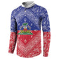 Afro Haiti Paisley Button Sweatshirt Haitian Flag Bandana Style