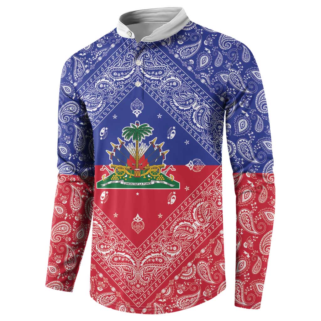 Afro Haiti Paisley Button Sweatshirt Haitian Flag Bandana Style