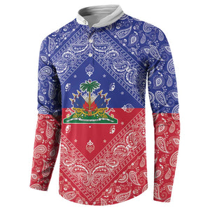 Afro Haiti Paisley Button Sweatshirt Haitian Flag Bandana Style