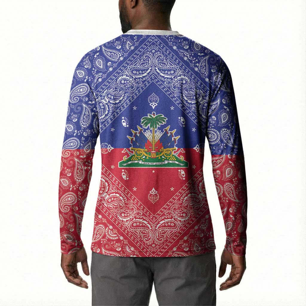 Afro Haiti Paisley Button Sweatshirt Haitian Flag Bandana Style