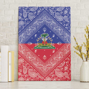 Afro Haiti Paisley Canvas Wall Art Haitian Flag Bandana Style - African Pride