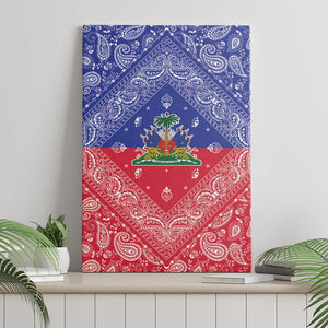 Afro Haiti Paisley Canvas Wall Art Haitian Flag Bandana Style - African Pride