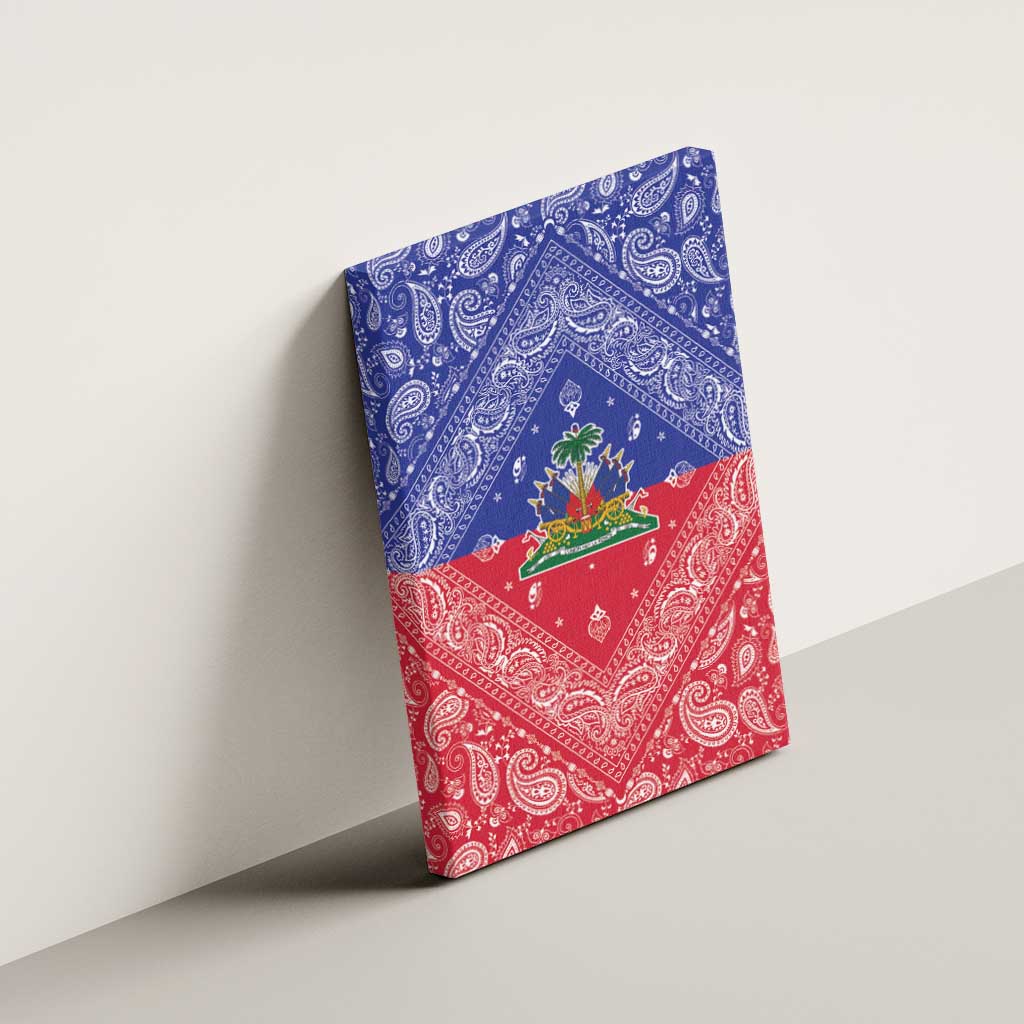 Afro Haiti Paisley Canvas Wall Art Haitian Flag Bandana Style - African Pride