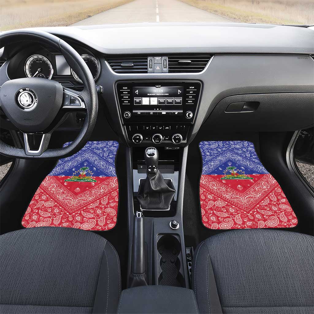 Afro Haiti Paisley Car Mats Haitian Flag Bandana Style - African Pride