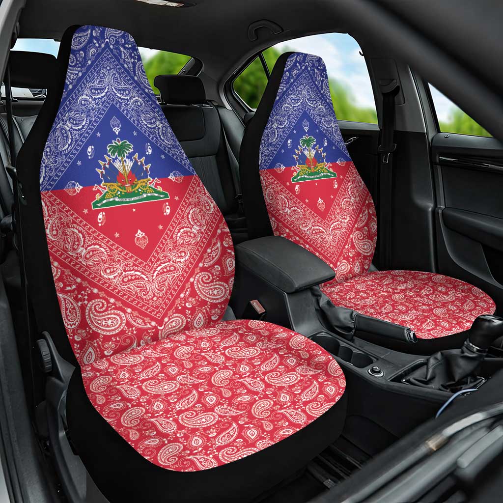 Afro Haiti Paisley Car Seat Cover Haitian Flag Bandana Style - African Pride