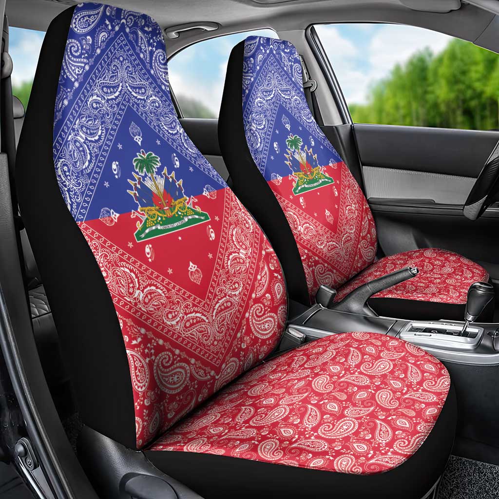 Afro Haiti Paisley Car Seat Cover Haitian Flag Bandana Style - African Pride
