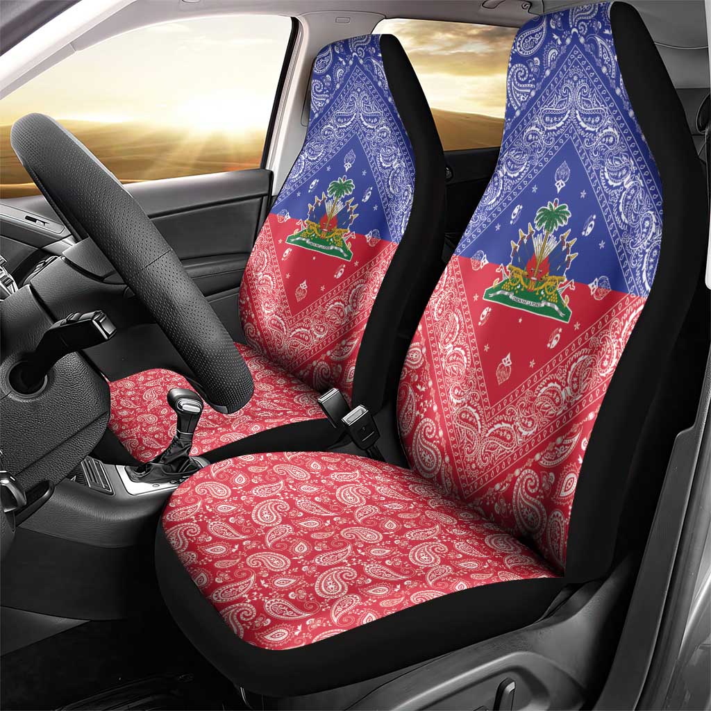 Afro Haiti Paisley Car Seat Cover Haitian Flag Bandana Style - African Pride