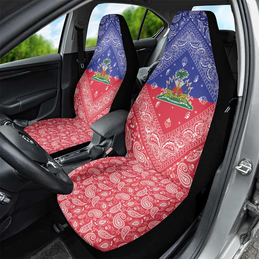 Afro Haiti Paisley Car Seat Cover Haitian Flag Bandana Style - African Pride