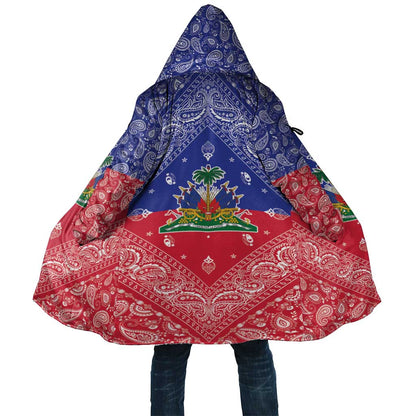 Afro Haiti Paisley Cloak Haitian Flag Bandana Style