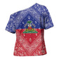 Afro Haiti Paisley Cross Shoulder Shirt Haitian Flag Bandana Style