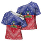 Afro Haiti Paisley Cross Shoulder Shirt Haitian Flag Bandana Style