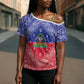Afro Haiti Paisley Cross Shoulder Shirt Haitian Flag Bandana Style