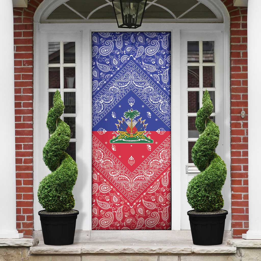 Afro Haiti Paisley Door Cover Haitian Flag Bandana Style