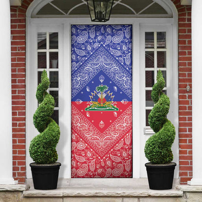 Afro Haiti Paisley Door Cover Haitian Flag Bandana Style