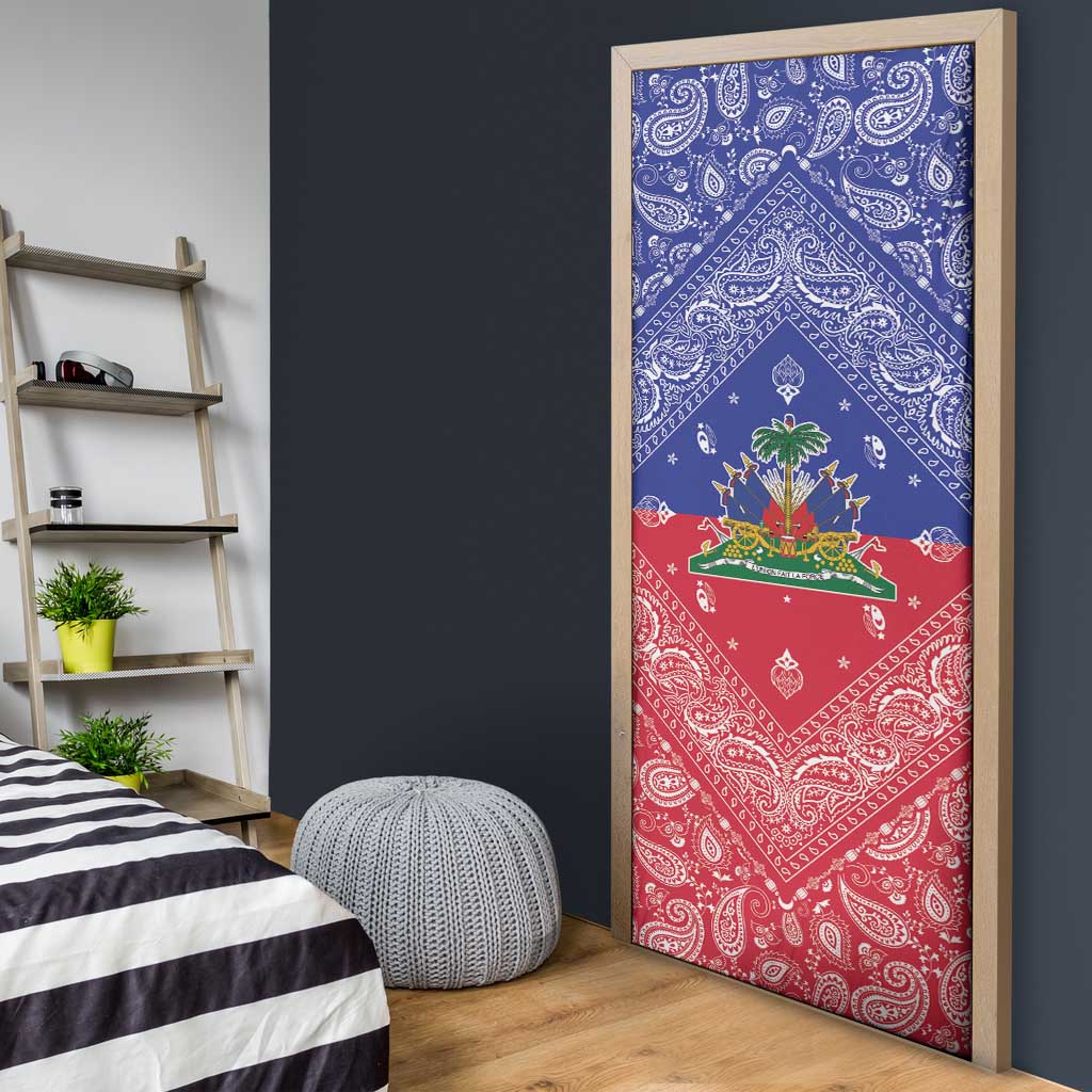 Afro Haiti Paisley Door Cover Haitian Flag Bandana Style