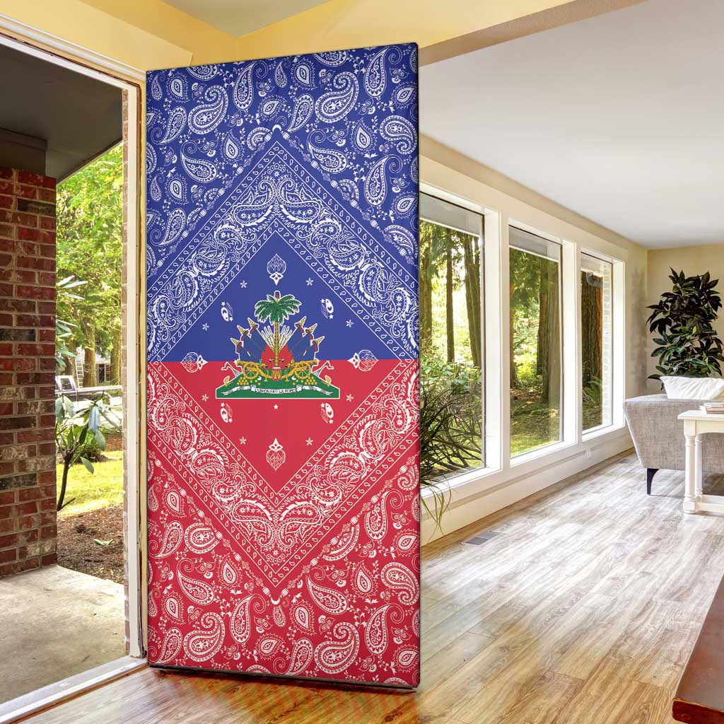 Afro Haiti Paisley Door Cover Haitian Flag Bandana Style