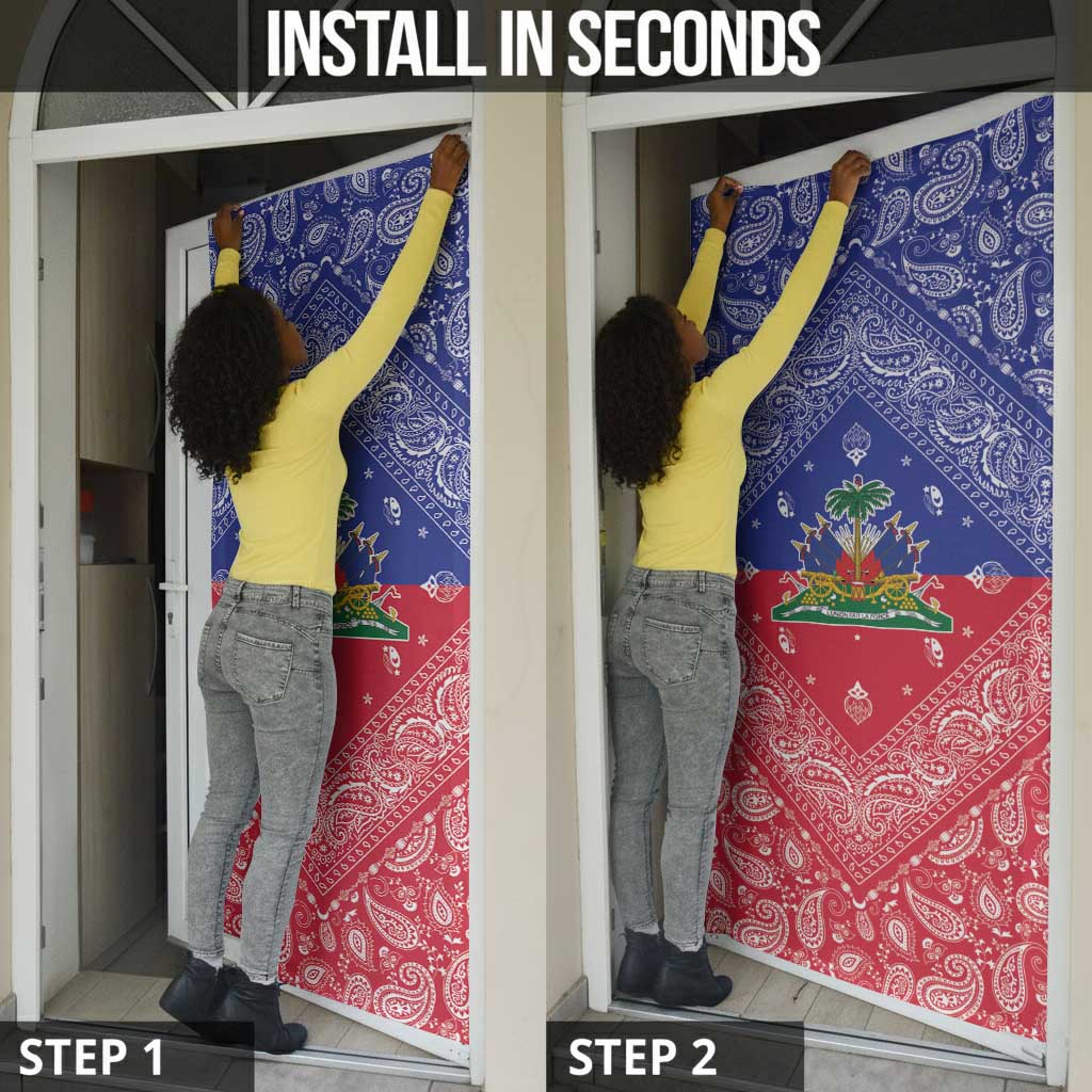 Afro Haiti Paisley Door Cover Haitian Flag Bandana Style