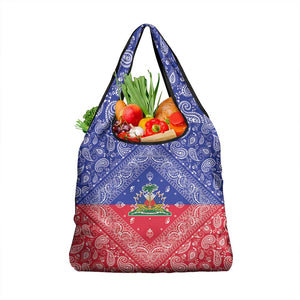 Afro Haiti Paisley Grocery Bag Haitian Flag Bandana Style - African Pride