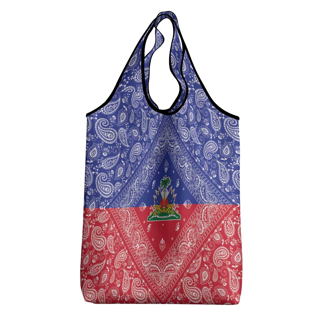 Afro Haiti Paisley Grocery Bag Haitian Flag Bandana Style - African Pride