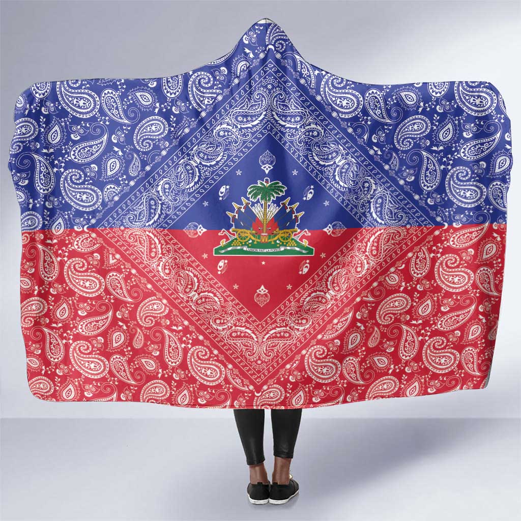 Afro Haiti Paisley Hooded Blanket Haitian Flag Bandana Style - African Pride