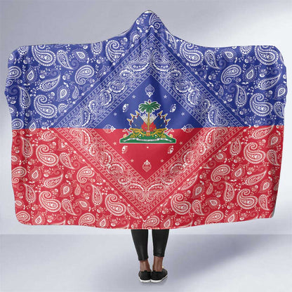 Afro Haiti Paisley Hooded Blanket Haitian Flag Bandana Style - African Pride