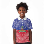 Afro Haiti Paisley Kid Polo Shirt Haitian Flag Bandana Style LT05