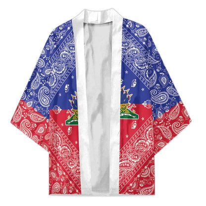 Afro Haiti Paisley Kimono Haitian Flag Bandana Style