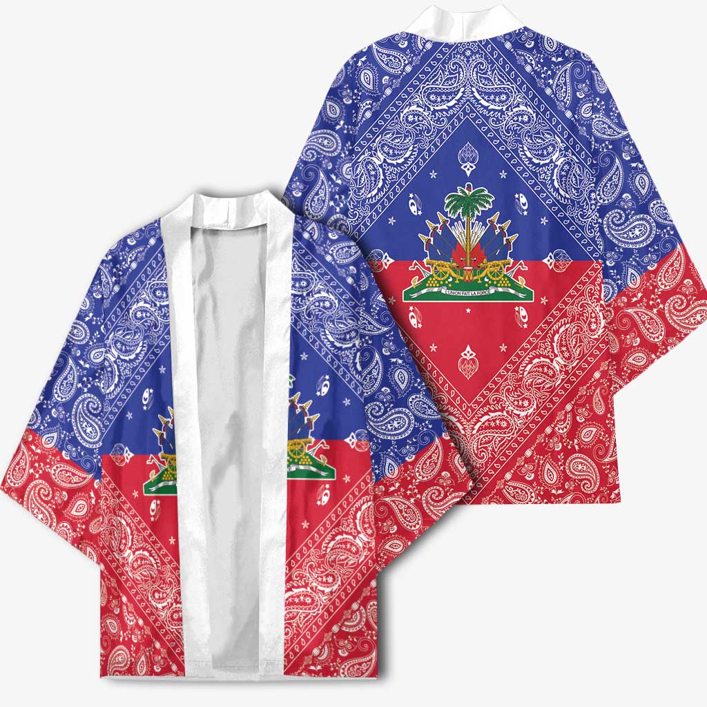 Afro Haiti Paisley Kimono Haitian Flag Bandana Style