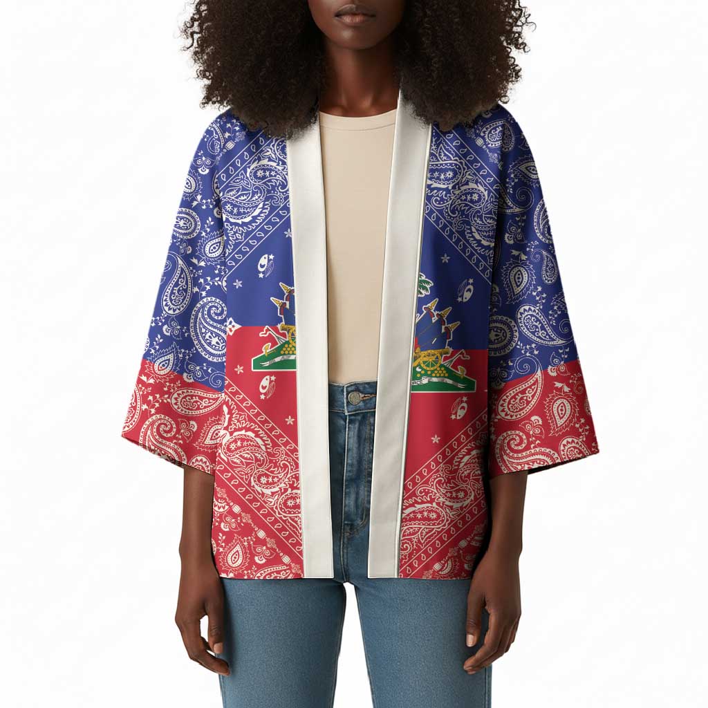 Afro Haiti Paisley Kimono Haitian Flag Bandana Style